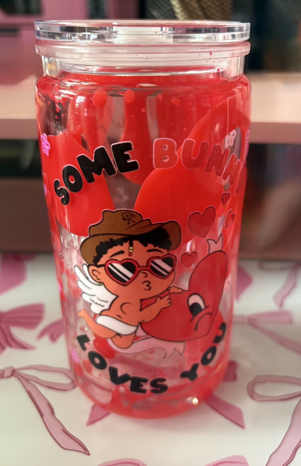 Pre-made 16oz acrylic Lava Bad Bunny Tumbler